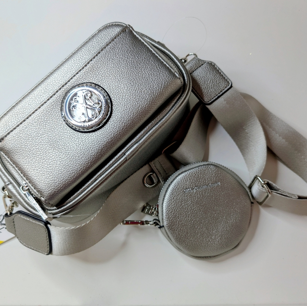 ✨ CXL by Christian Lacroix EVE Pebble Camera Bag w/ Detachable Mini Zip – Pewter